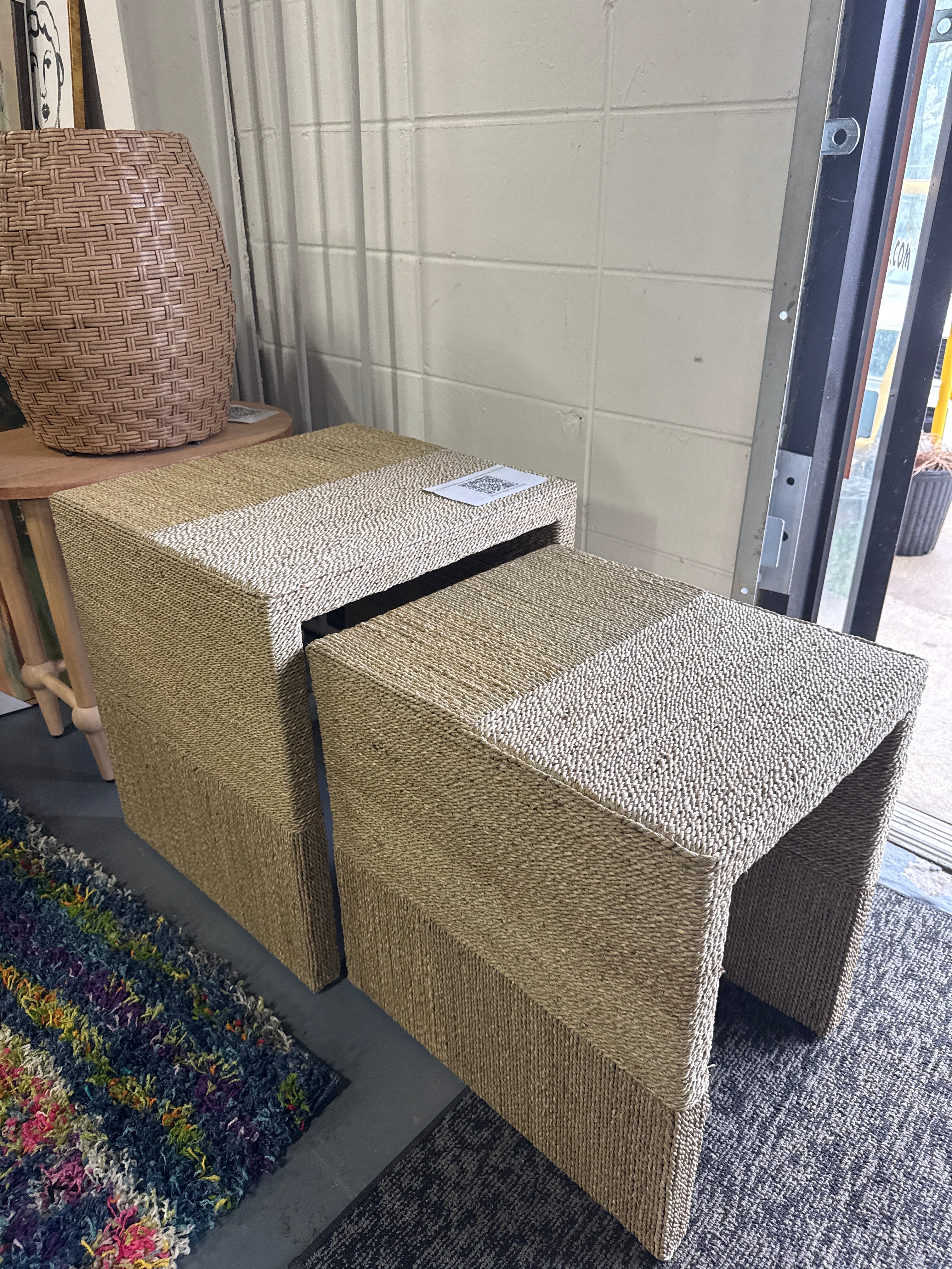 Set of 2 Woven Nesting Tables SHOWROOM ITEM