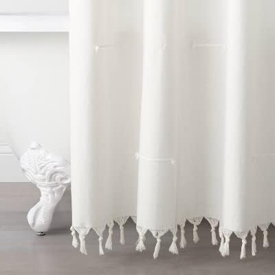 Clip Stitch Knotted Fringe Shower Curtain Sour Cream, final cut