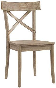 Whistle Stop X-Back Wooden Side Chair Set - Beige Farmhouse Wood Natural Finish - Set of 4