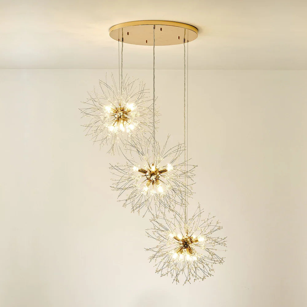 24-Light Gold 3-Tier Crystal Sputnik Chandelier