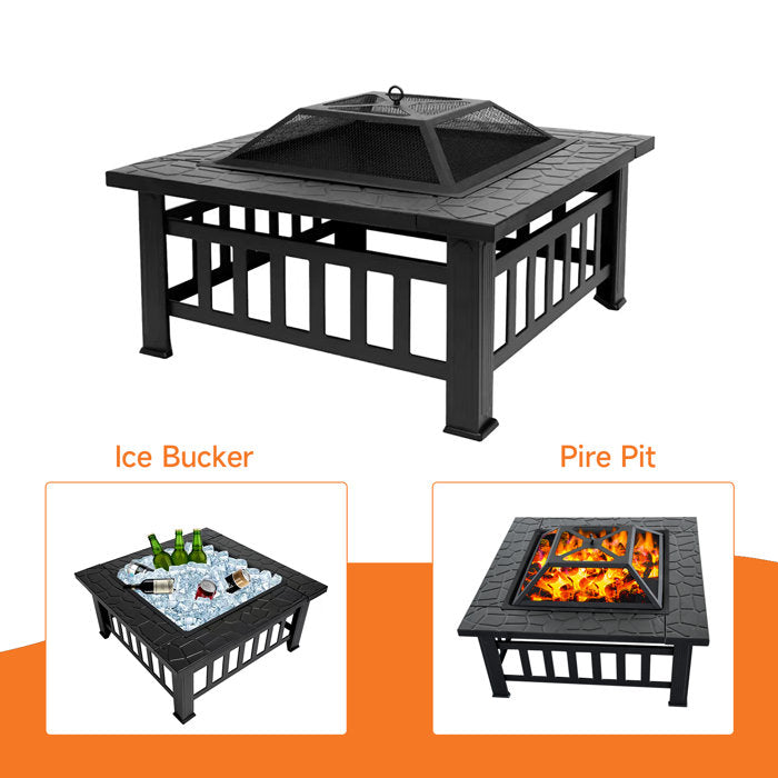 Square Fire Pit Table with Accessories