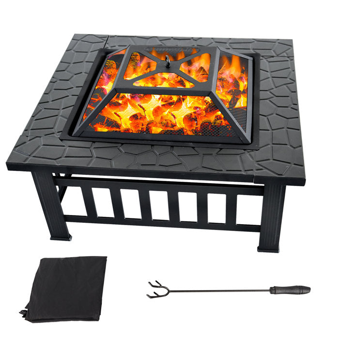 Square Fire Pit Table with Accessories