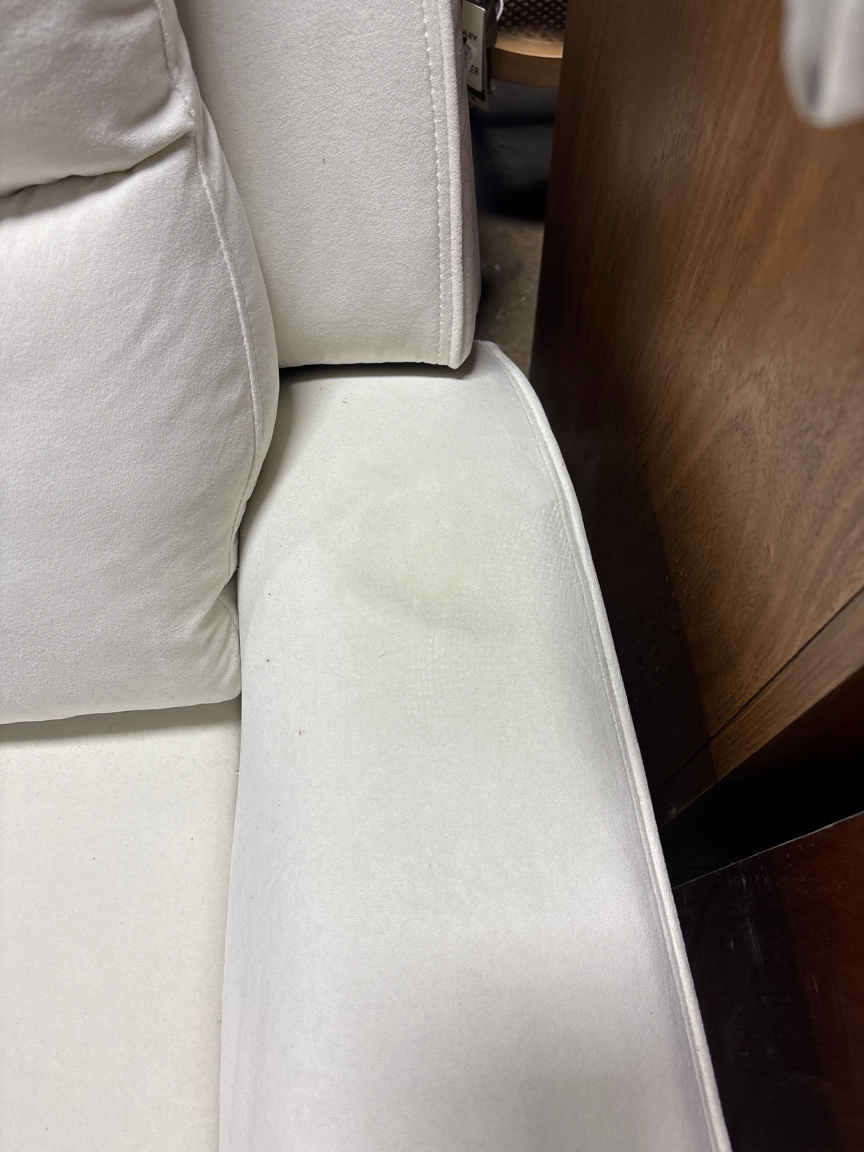 Outre 86.2" Wide Microfiber Upholstered Zero Clearance Recliner - Cream SHOWROOM ITEM