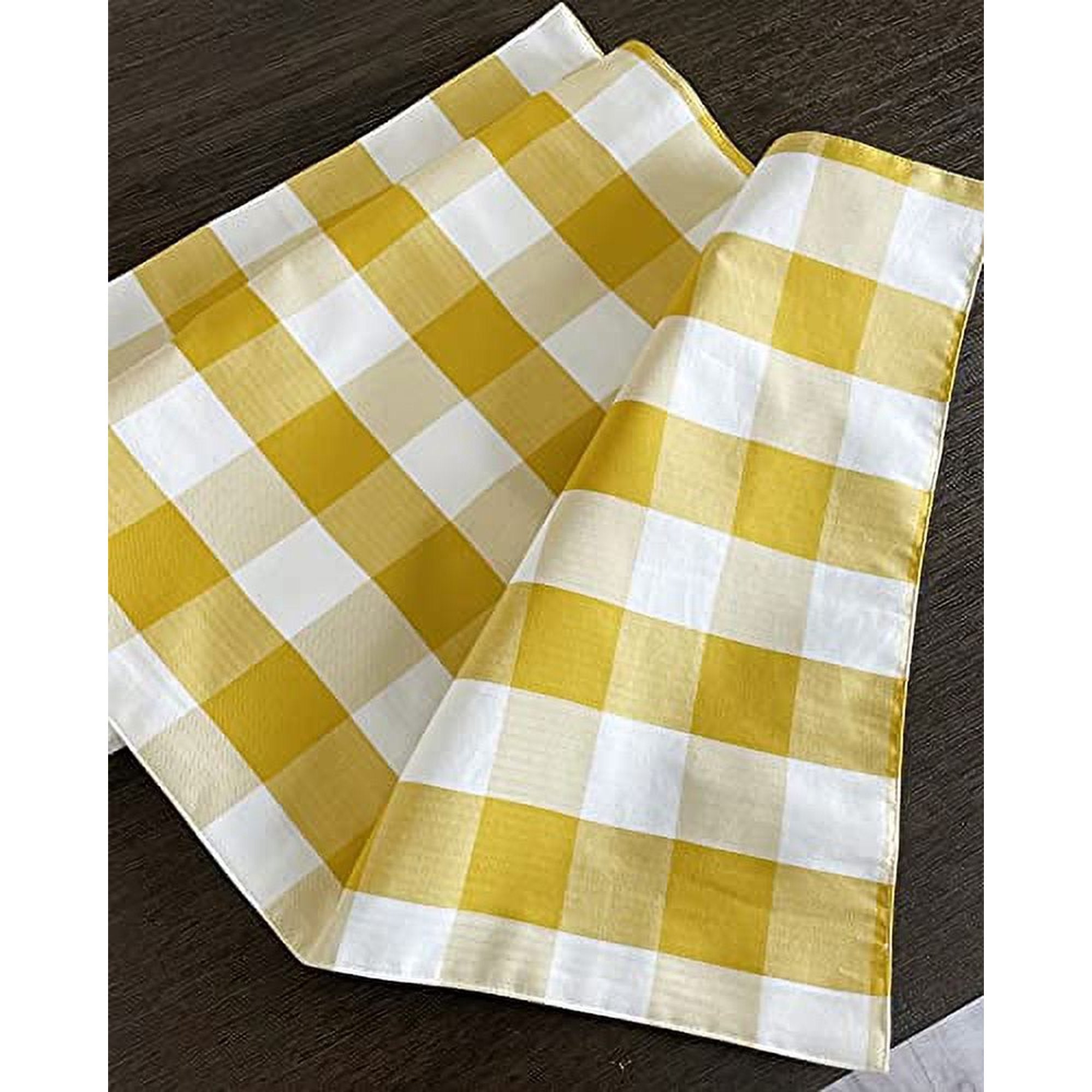 Fennco Styles Classic Buffalo Check Cotton Blend Table Runner - Yellow Holiday