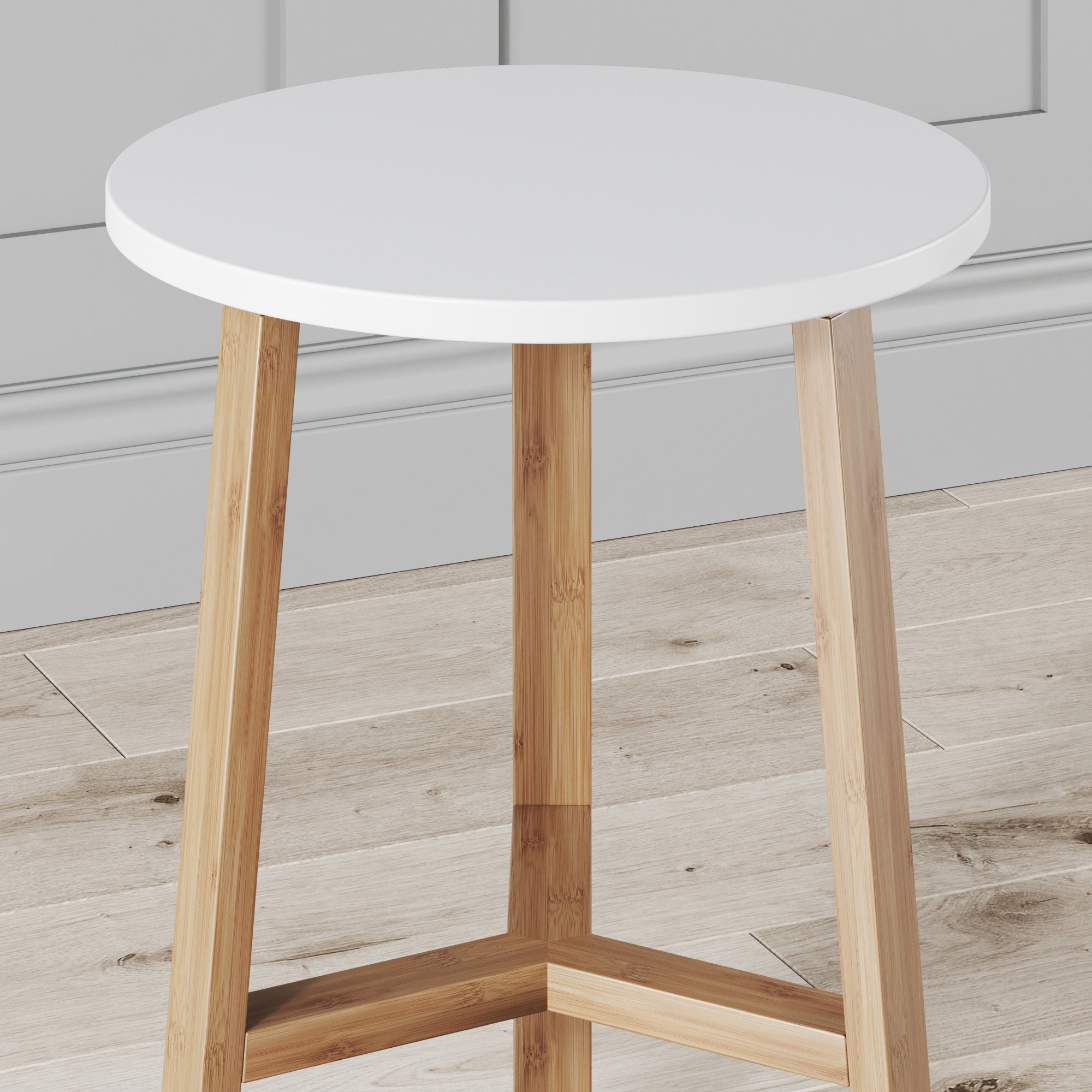 Bamboo & Wood Round End Table