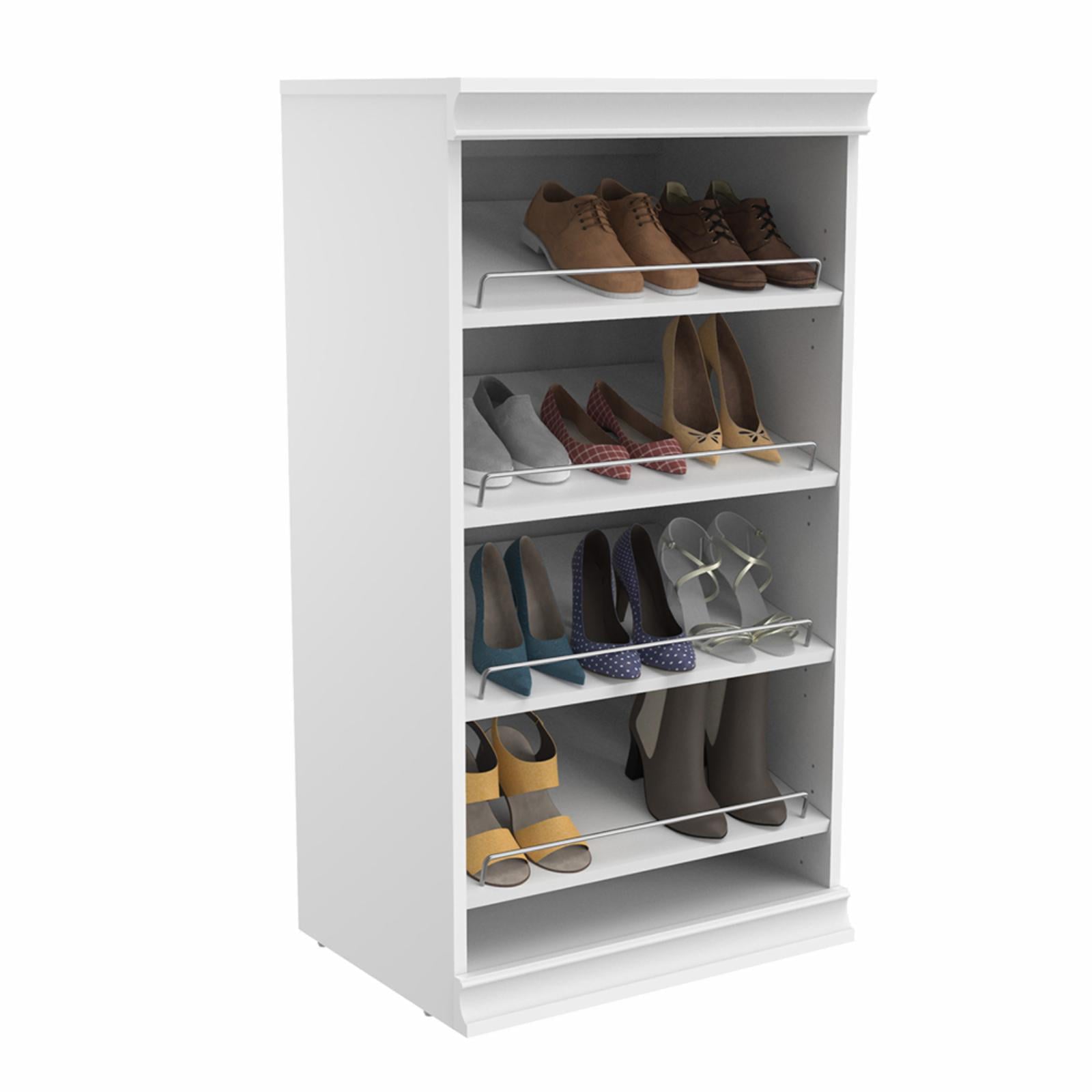 White Modular Storage Stackable Wood Shoe Shelf Unit Wood Closet System