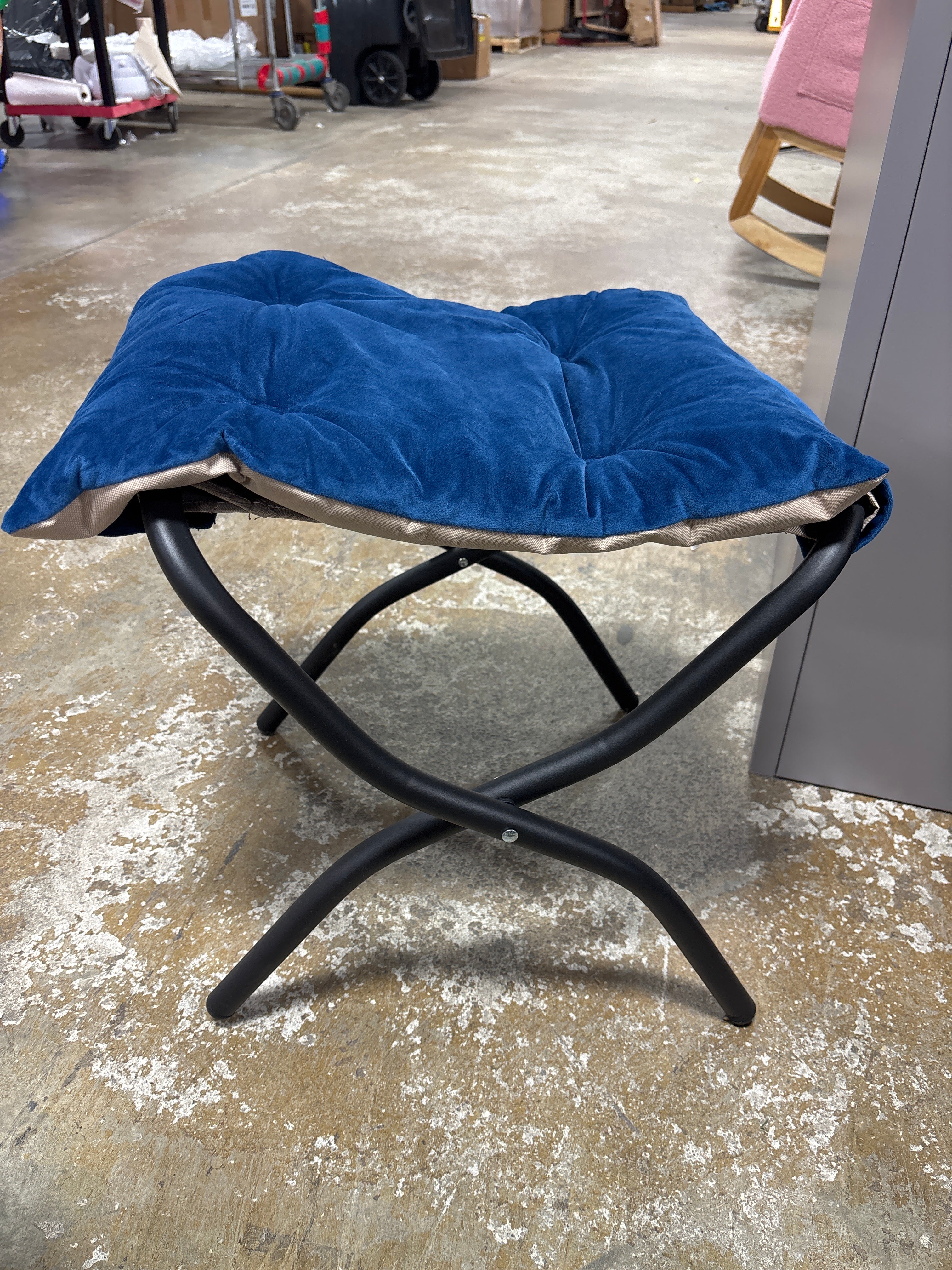 15"(H) Folding Footrest Stool - Royal Blue SHOWROOM ITEM