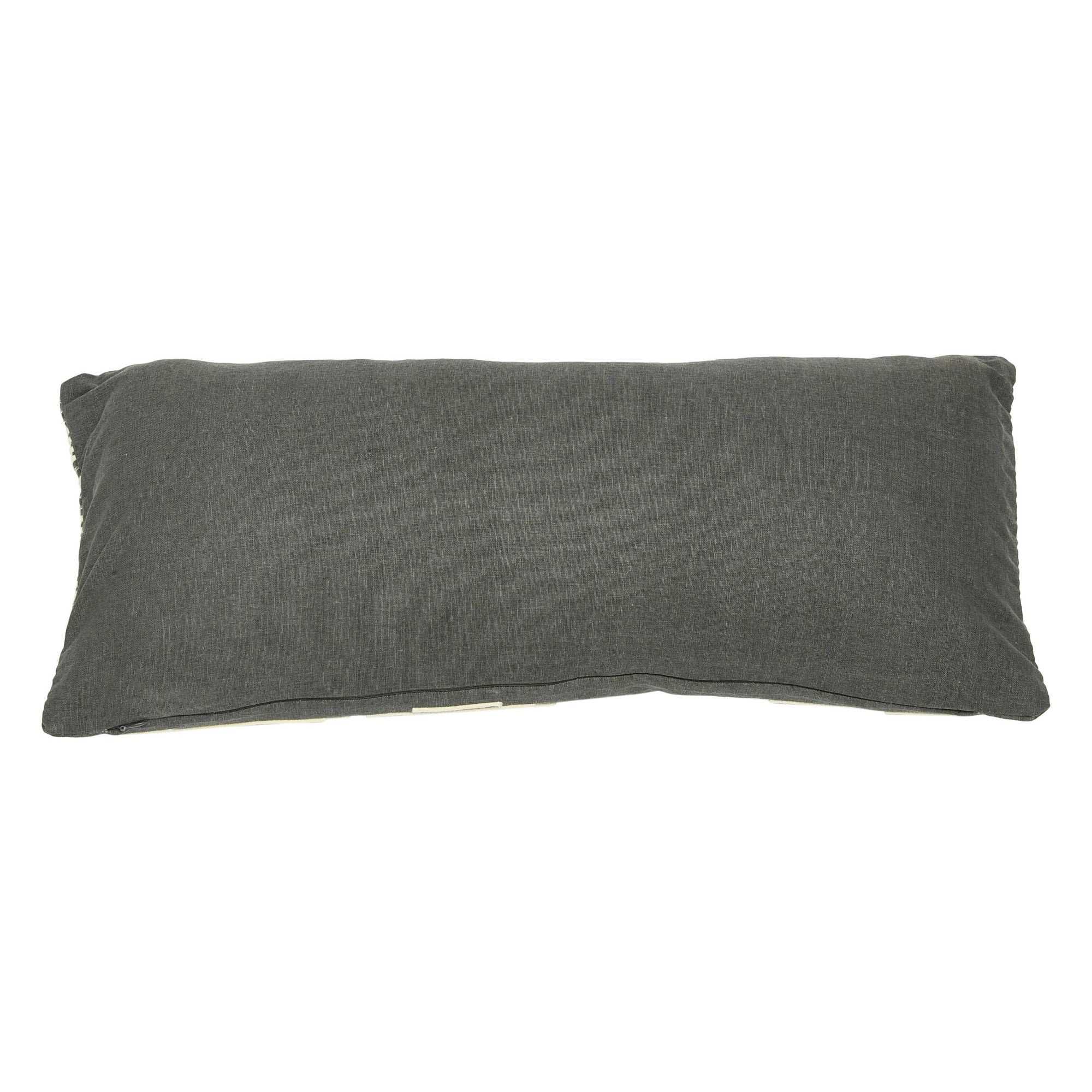 Cotton Lumbar Pillow with Gold Thread Embroidery and Rope Applique