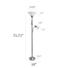2-Light Mother Daughter Brushed Nickel Floor Lamp with White Marble Glass Shade