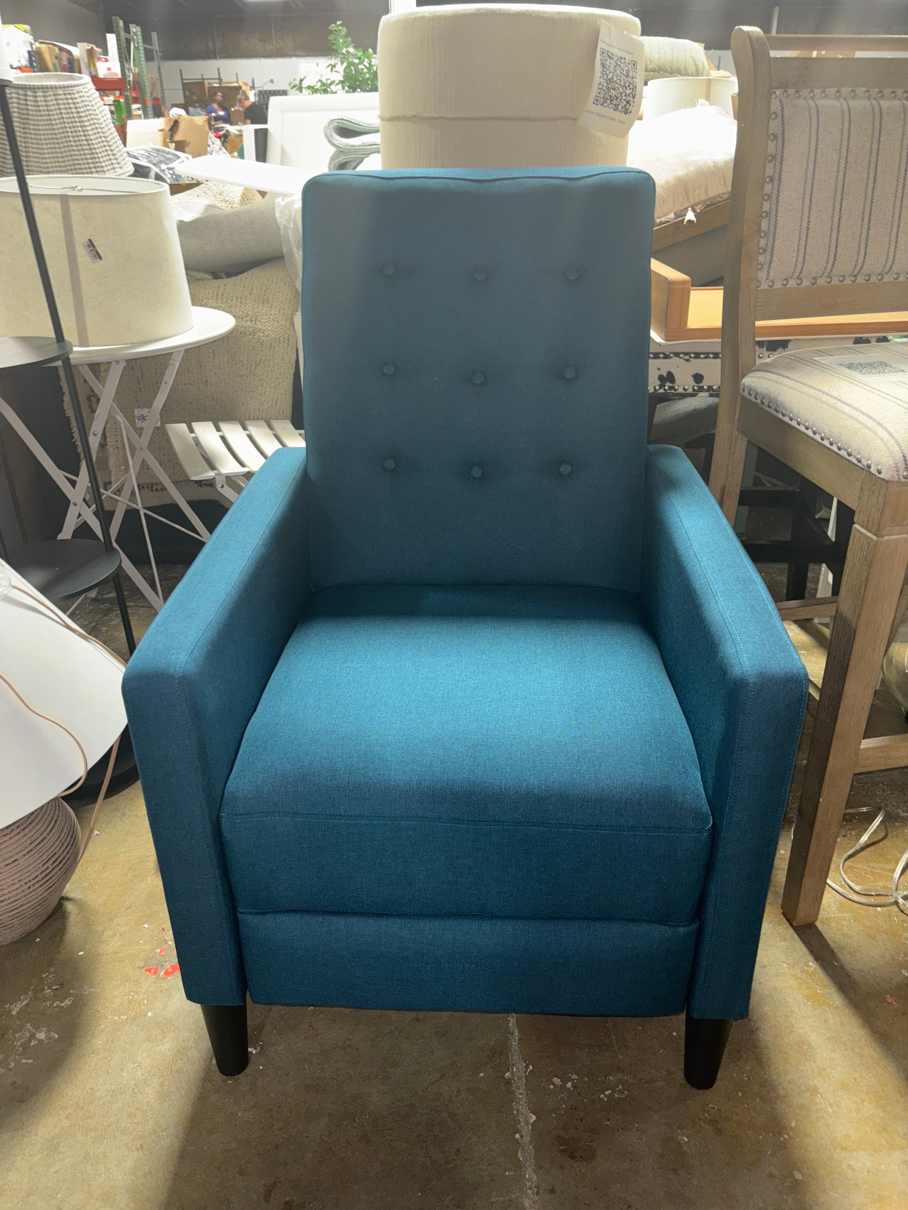 Mervynn Mid-Century Recliner - Muted Blue SHOWROOM ITEM