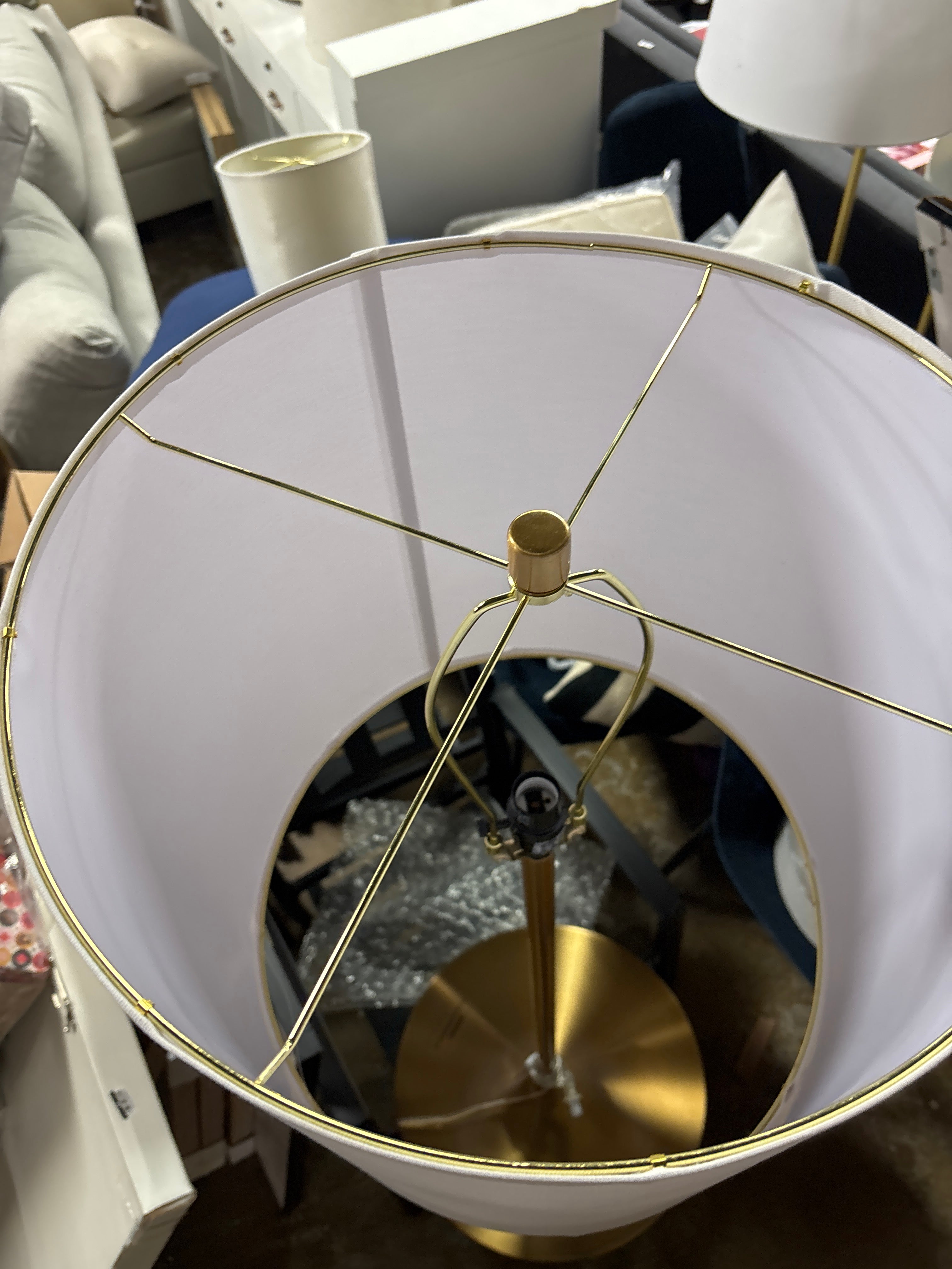 67.75"x17" Modern Floor Lamp with Table - Brass SHOWROOM ITEM