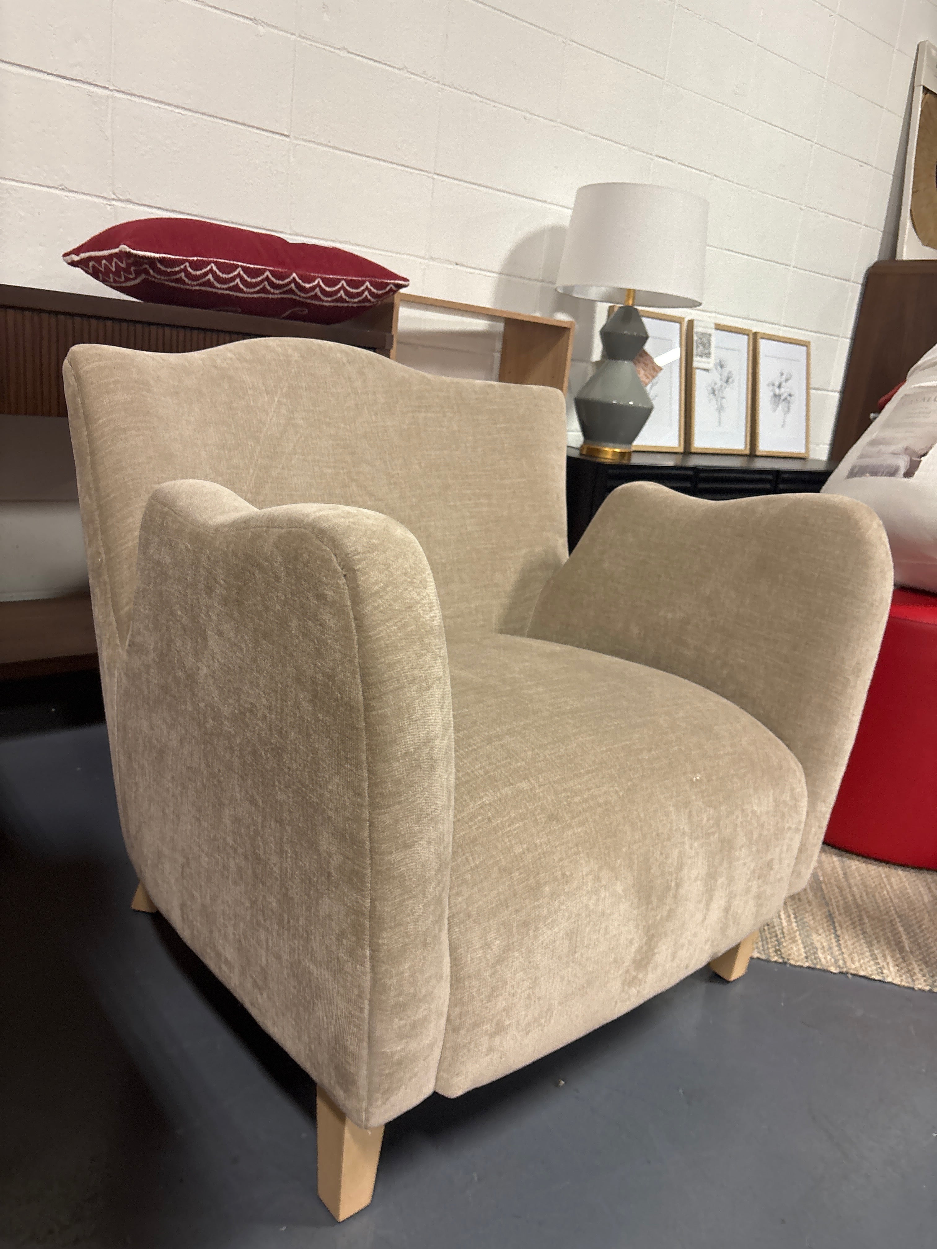 Wing Arm Accent Chair - Beige SHOWROOM ITEM