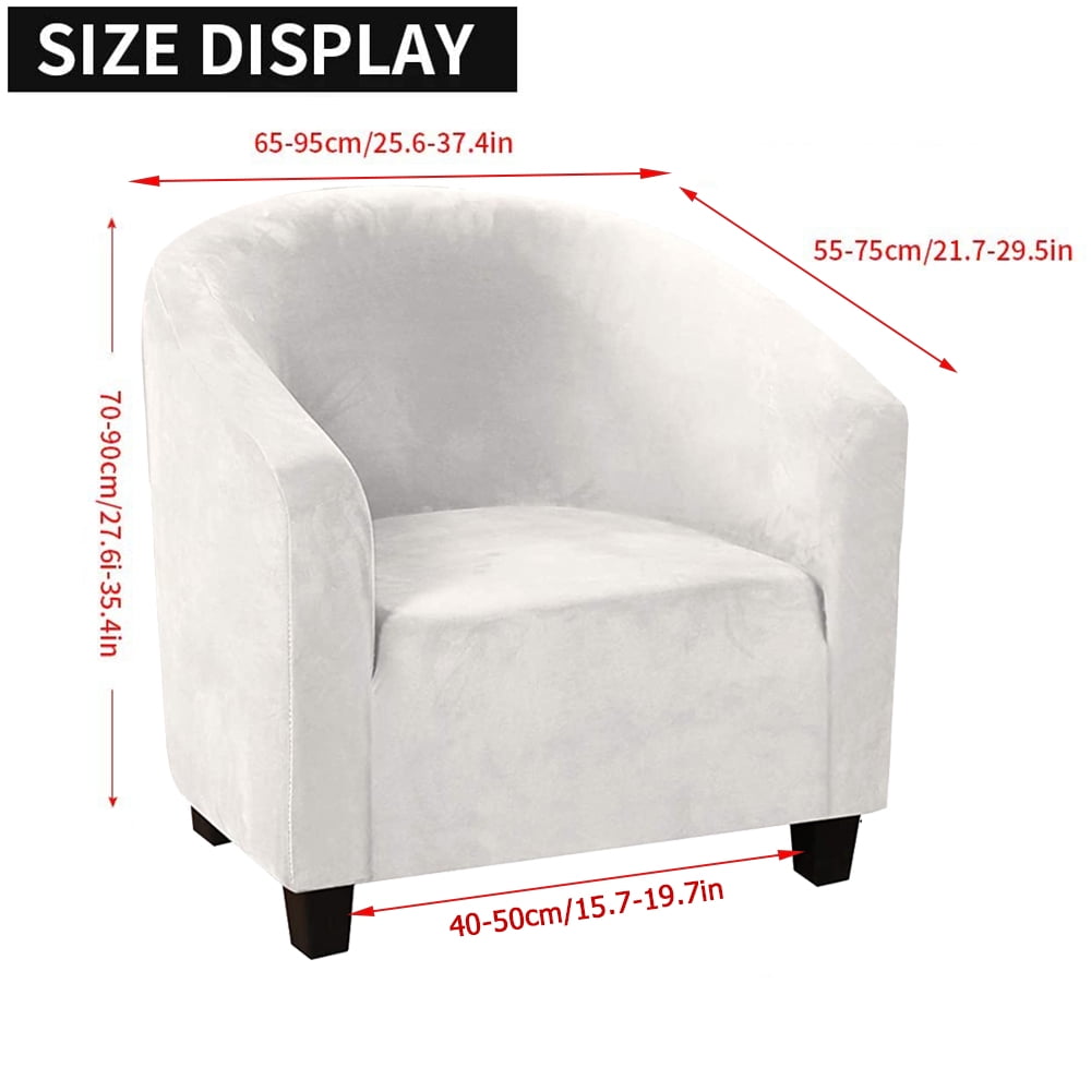 2 Pack Club Chair Cover Velvet Stretch Tub Chair Slipcover Spandex Soft Armchair Sofa Cover Furniture Protector for Living Room Bar Cafe Hotel (White)