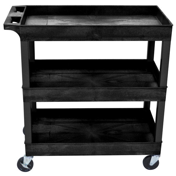 Black Three Tub Shelf Utility Cart