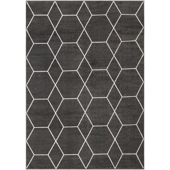 Trellis Frieze Collection Area Rug - Geometric (Dark Gray/Ivory) - 3' 3" x 5' 3"
