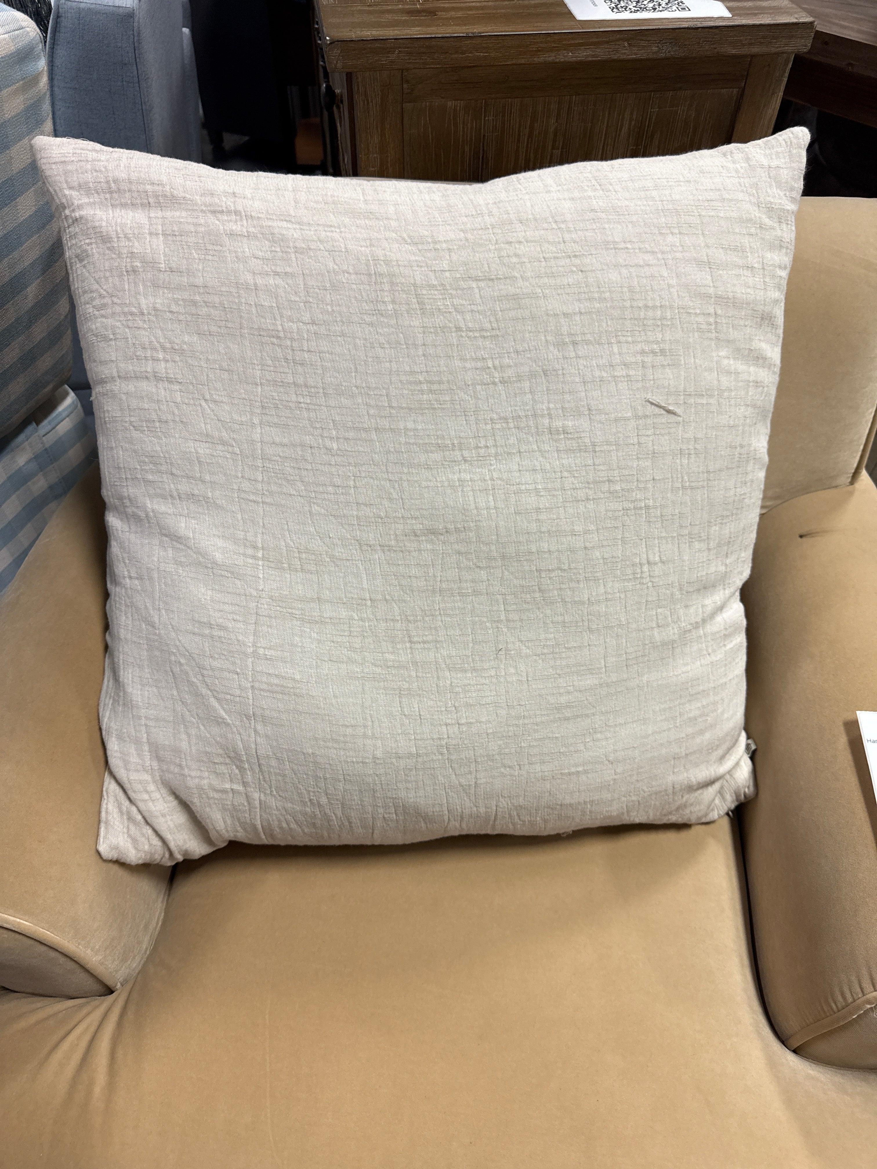 26"x26" Gauze Texture Euro Bed Pillow Taupe/Natural - Hearth & Hand™ with Magnolia: Cotton Fabric, Square Shape, Removable Cover SHOWROOM ITEM