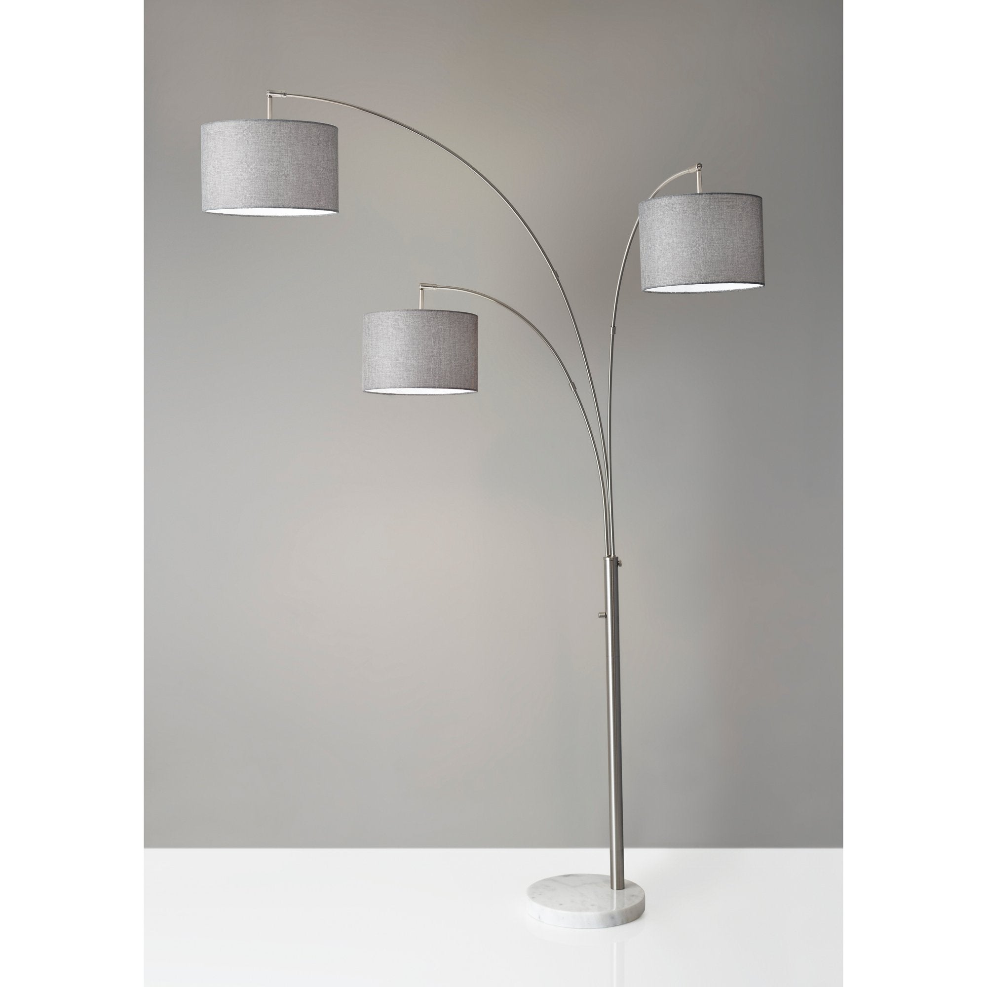 Bowery 3-Arm Arc Lamp Brushed Steel