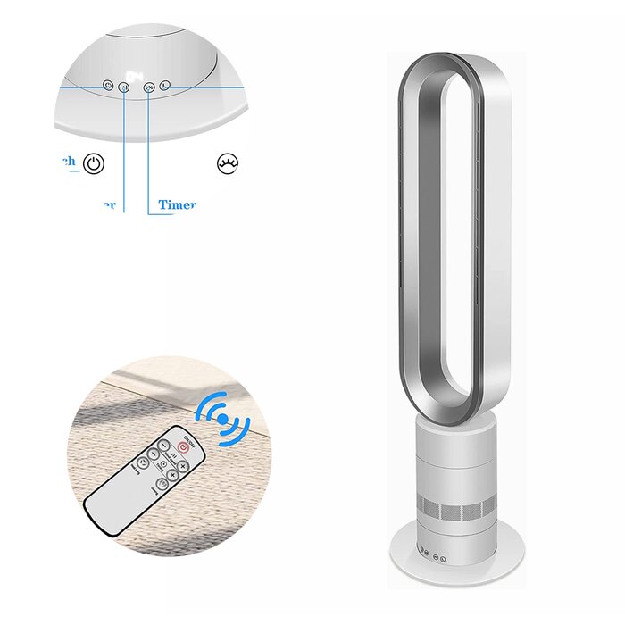 Bladeless Tower Fan 10-Hour Timing Closure Standing Fan (Silver)
