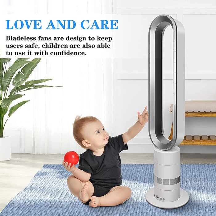 Bladeless Tower Fan 10-Hour Timing Closure Standing Fan (Silver)