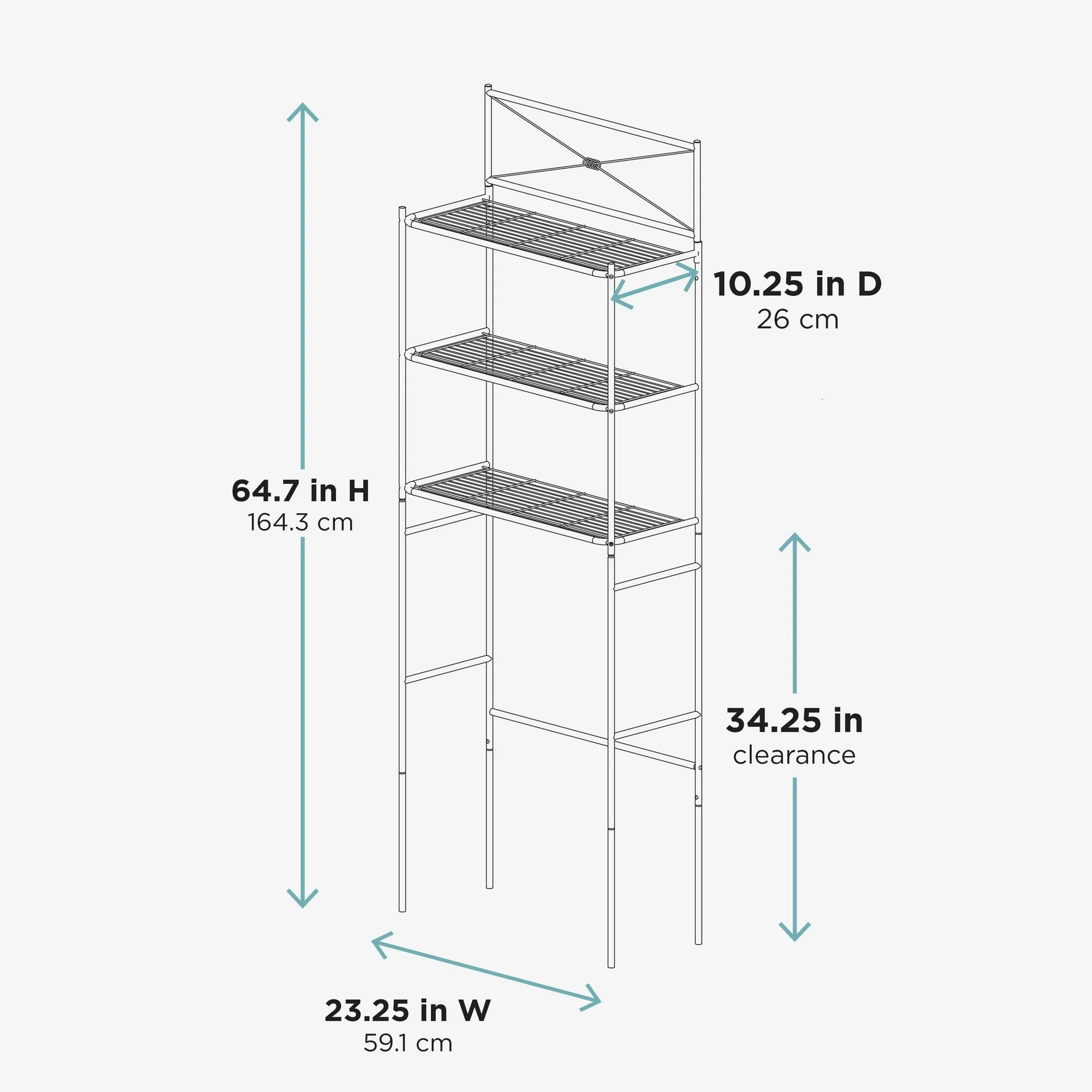 Satin Nickel Bathroom Spacesaver with 3 Shelves, Cross-Style over-the-Toilet