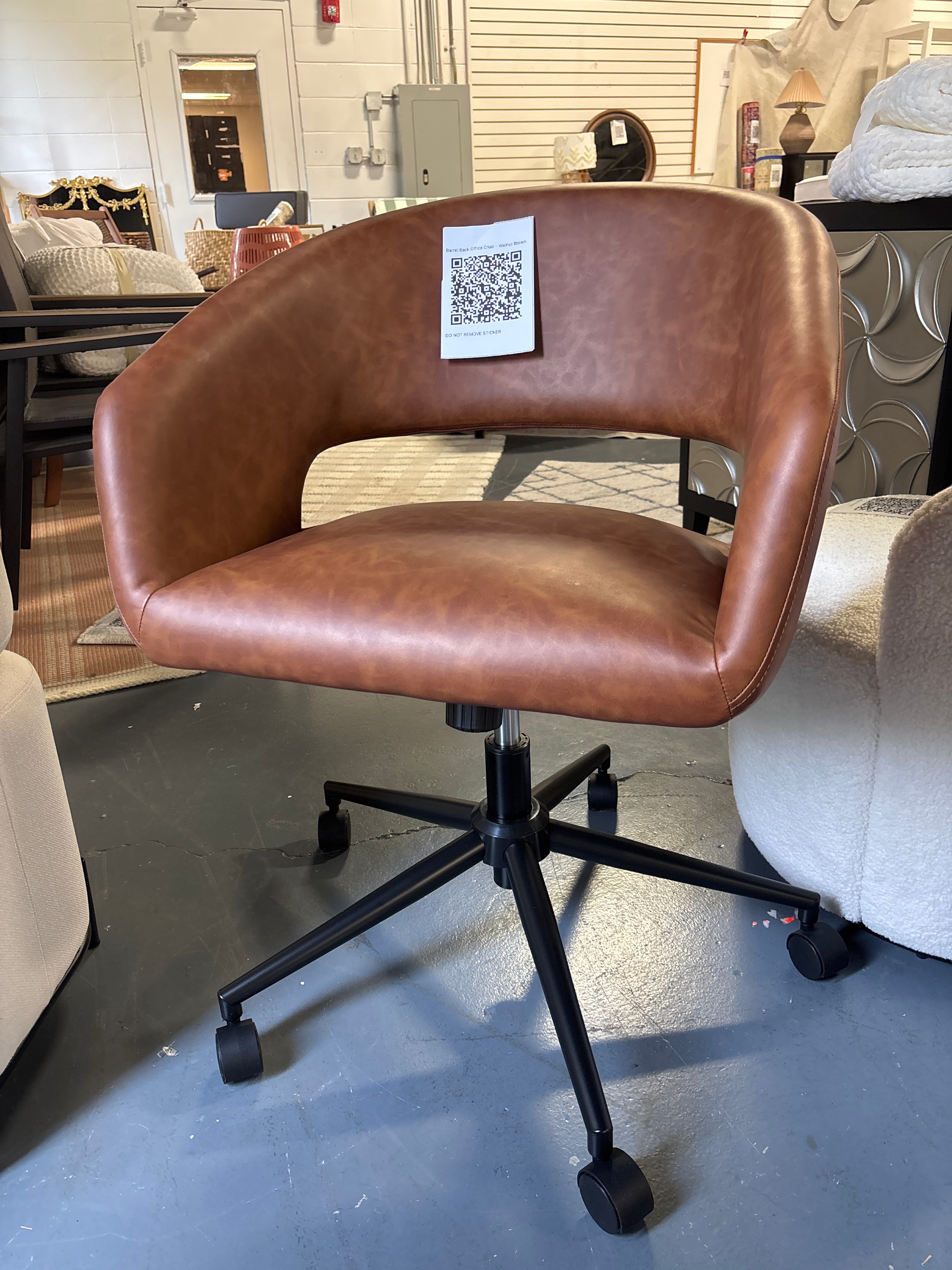 Barrel Back Office Chair - Walnut Brown SHOWROOM ITEM