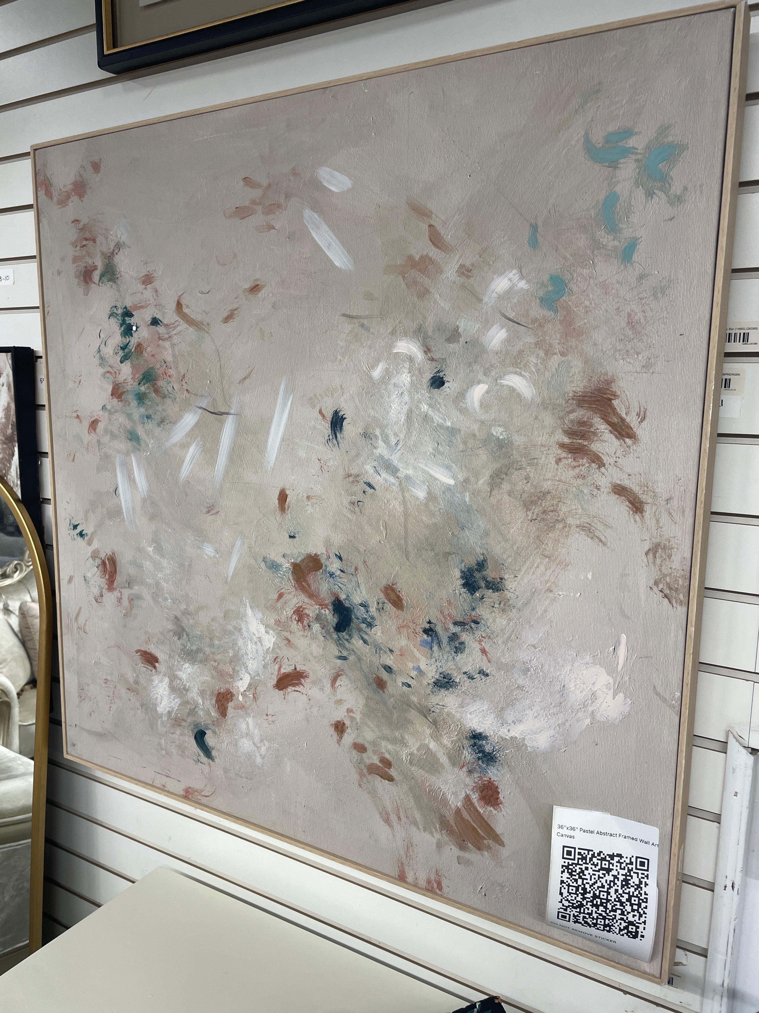 36"x36" Pastel Abstract Framed Wall Art Canvas SHOWROOM ITEM