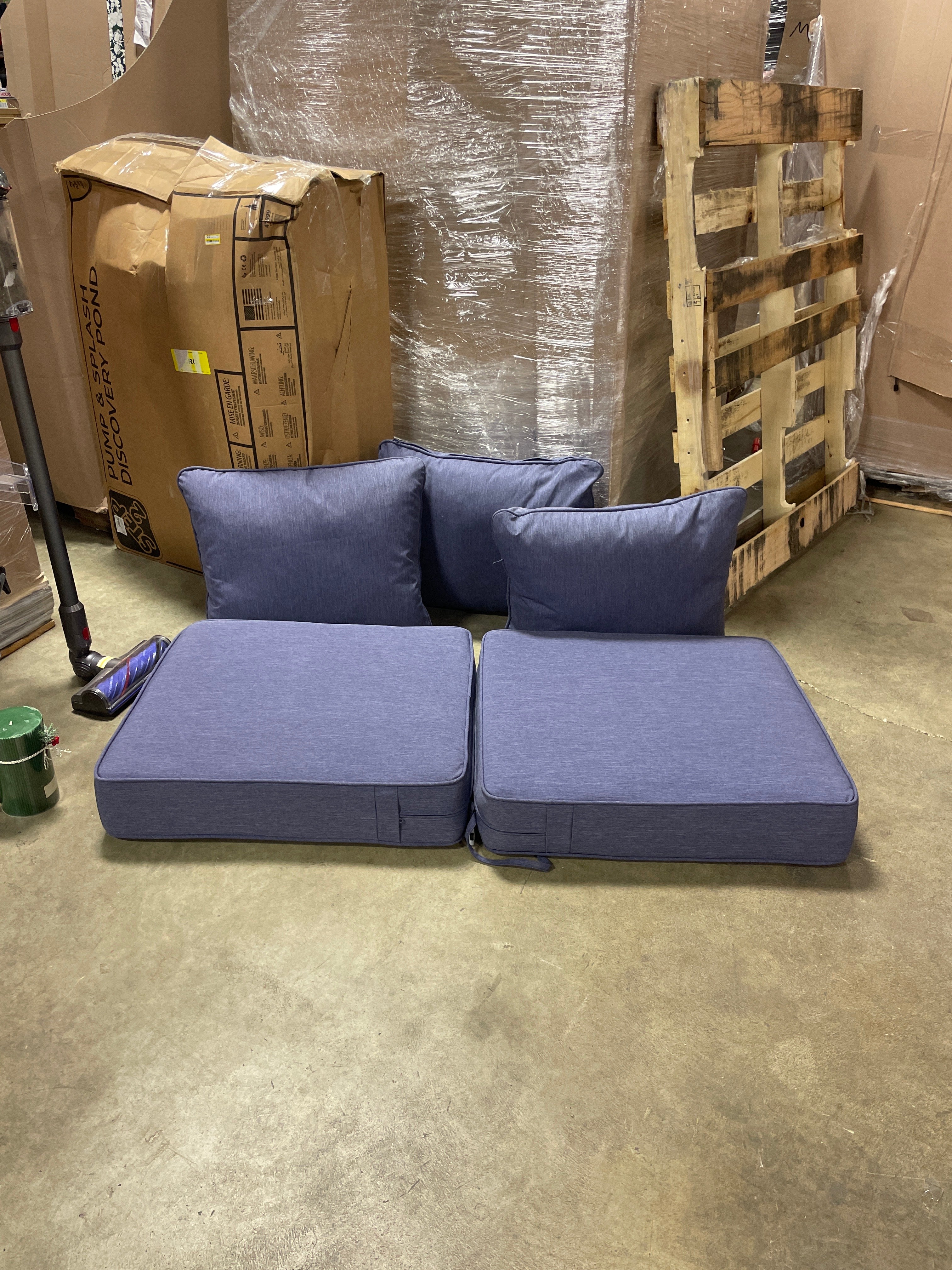 Blue Outdoor Cushion and Pillow Set