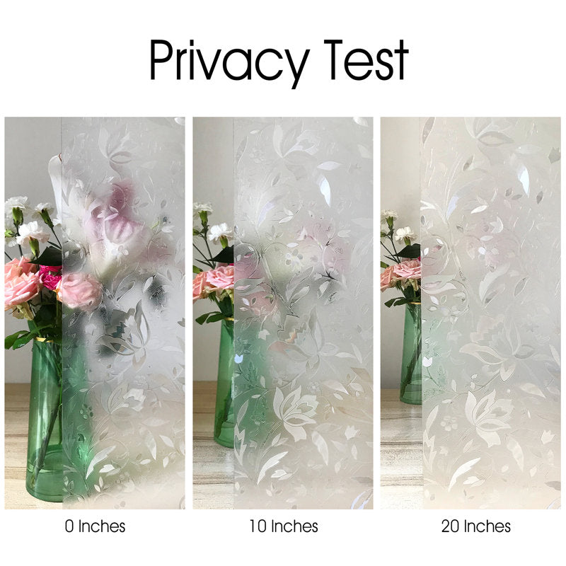 3D Etched Floral Decorative Privacy Window Decal (Set of 2)