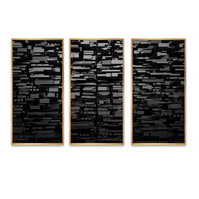 3D Geometric Background Framed On Canvas 3 Pieces Print