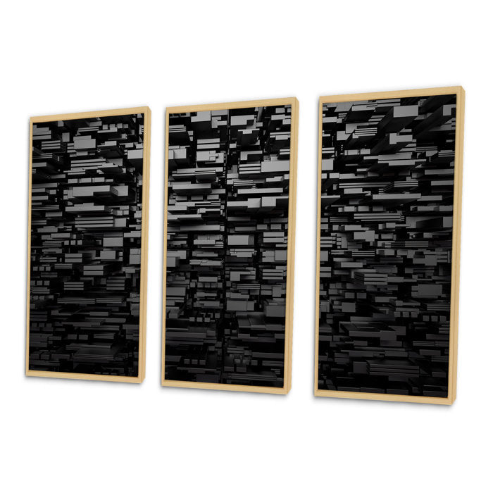 3D Geometric Background Framed On Canvas 3 Pieces Print