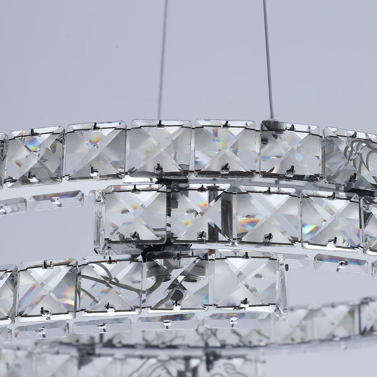 3 - Light Crystal Dimmable LED Geometric Chandelier – Salvage & Co Indy