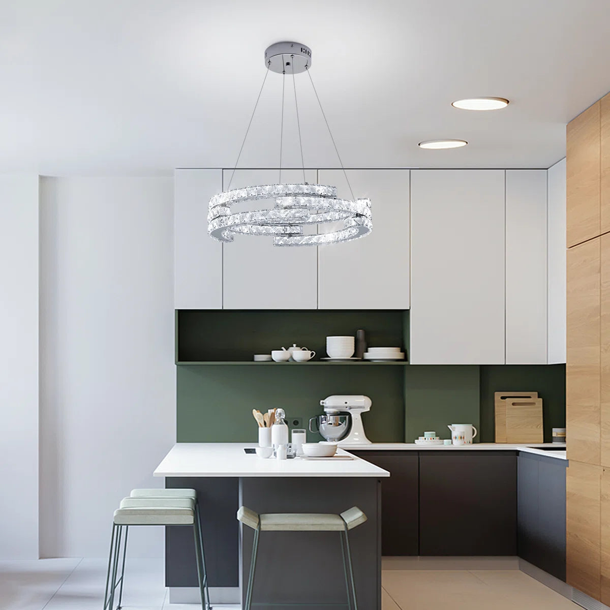 3 - Light Crystal Dimmable LED Geometric Chandelier – Salvage & Co Indy
