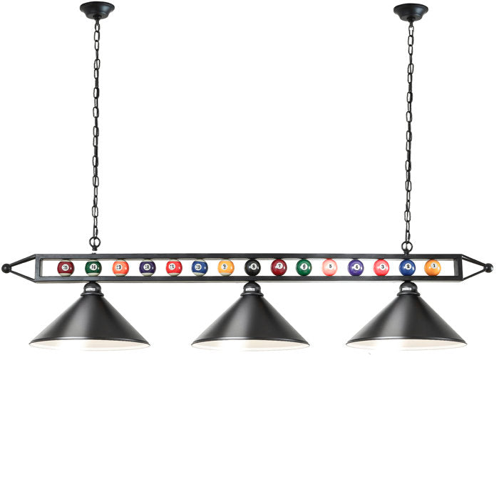 3 - Light Pool Table Lights Cone Pendant with Wrought Iron Accents