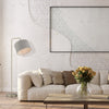 Barden Floor Lamp with Linen Shade - Brass Lamp w/Light Gray Velvet Shade