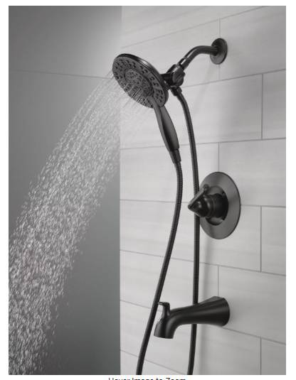 2-in-1 Rough Included Single-Handle 4-Spray Tub and Shower Faucet in Matte Black