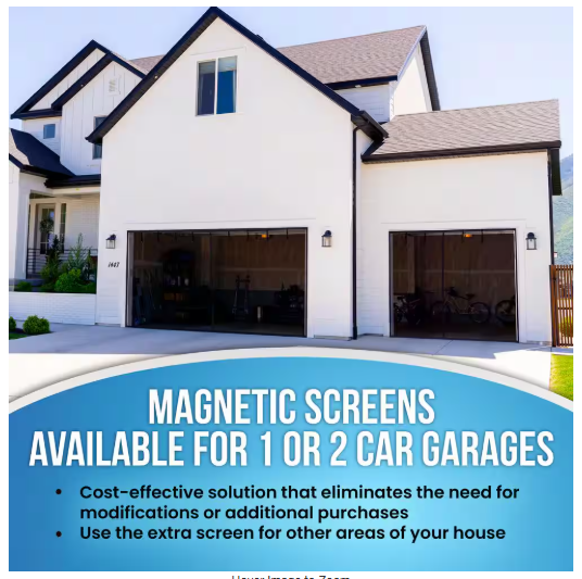Two Car Roll-Up Garage Door Screen with Magnetic Closure