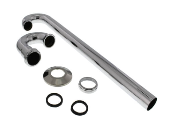Chrome Plated Brass S-Trap, 20 GA w/ Flange