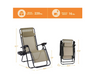 Beige Zero Gravity Folding Chair Patio Recliner with Adjustable Headrest And Side Tray (Set of 2 Chairs)