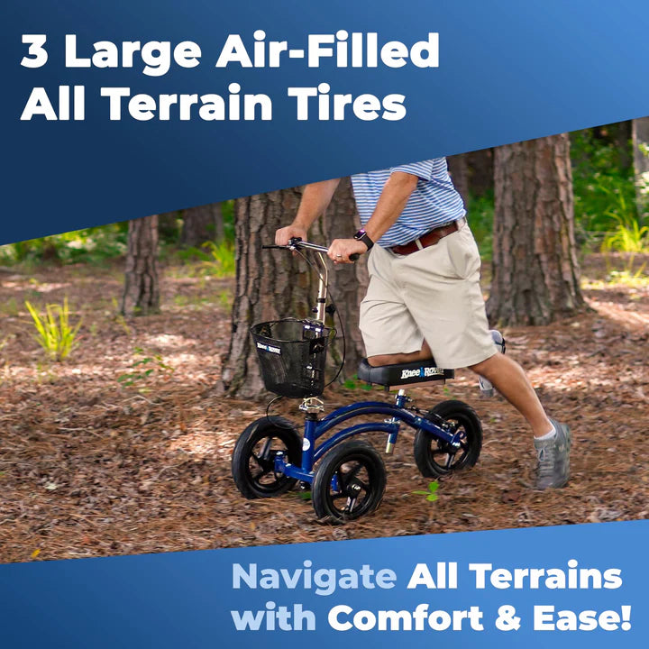 All Terrain Steerable Knee Scooter Blue