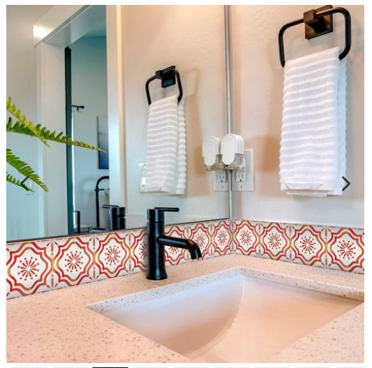 Orange and Red Pattern Backsplash Tile Stickers