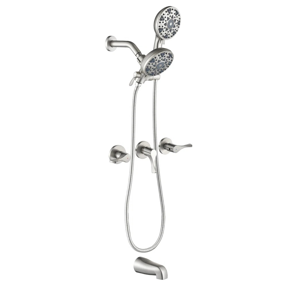 3 Handle Shower Faucet Set With Tub Spout Bathtub Combo Set
