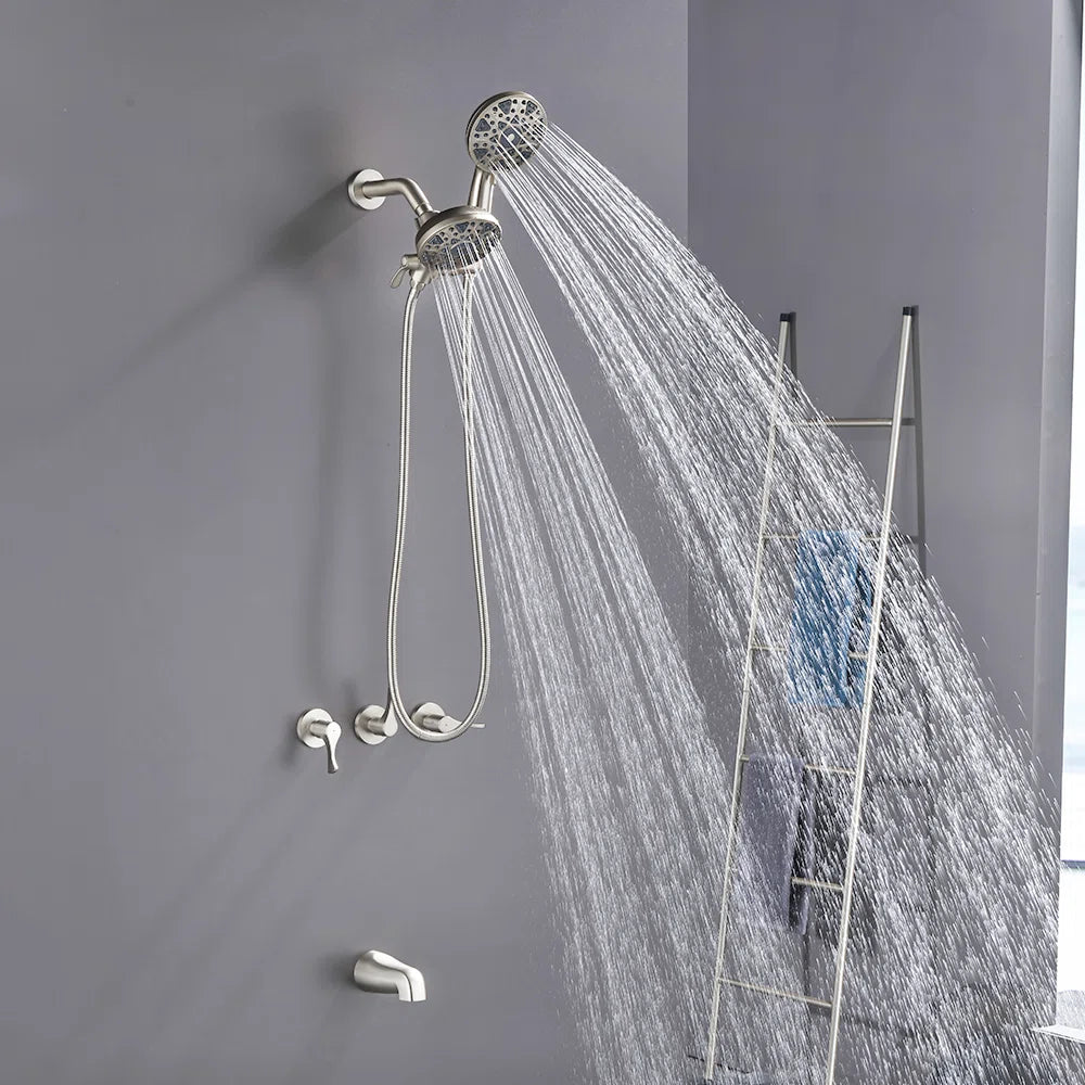 3 Handle Shower Faucet Set With Tub Spout Bathtub Combo Set