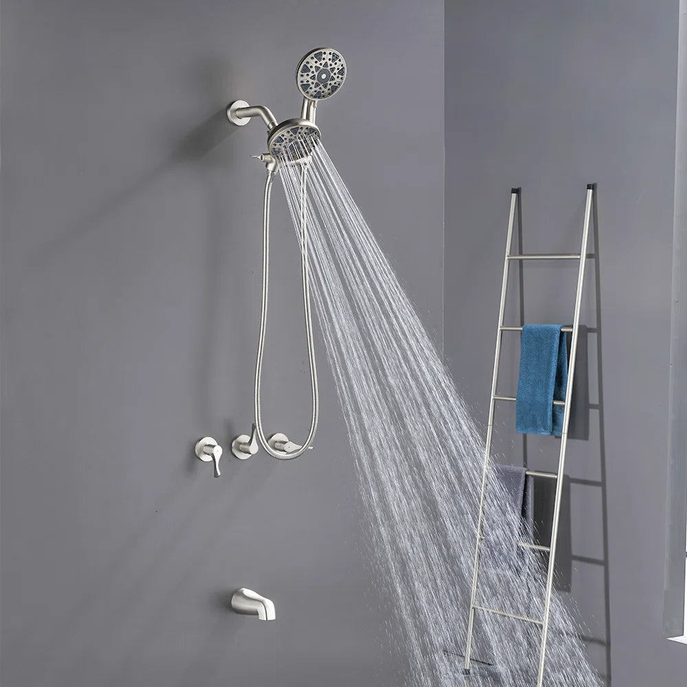 3 Handle Shower Faucet Set With Tub Spout Bathtub Combo Set