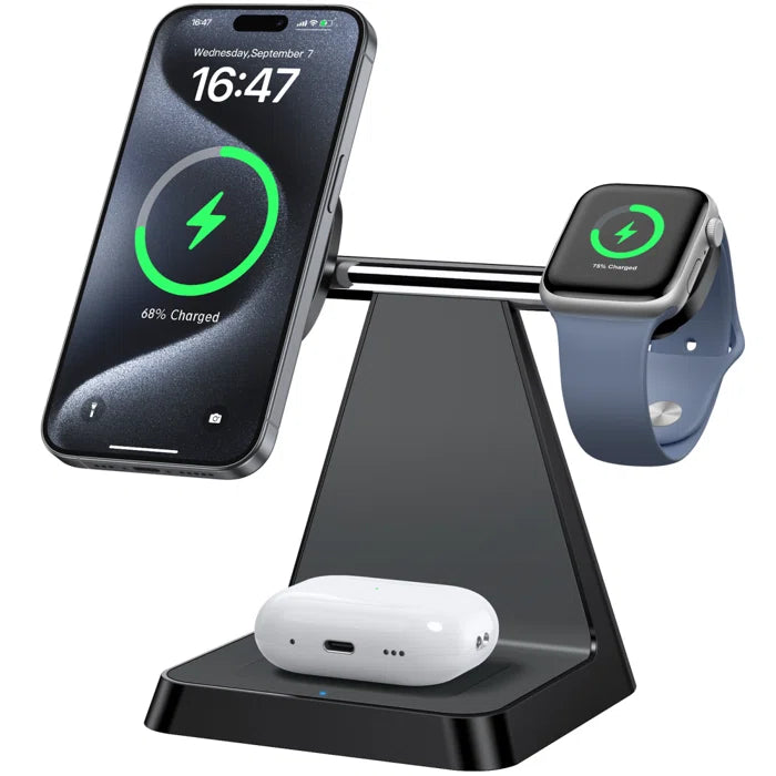 3 In 1 Magnetic Wireless Charger Stand For Mag Safe Iphone