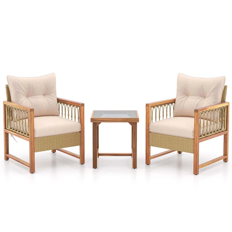 3 Pcs Patio Furniture Set Outdoor Wicker Conversation Bistro Set SHOWROOM ITEM