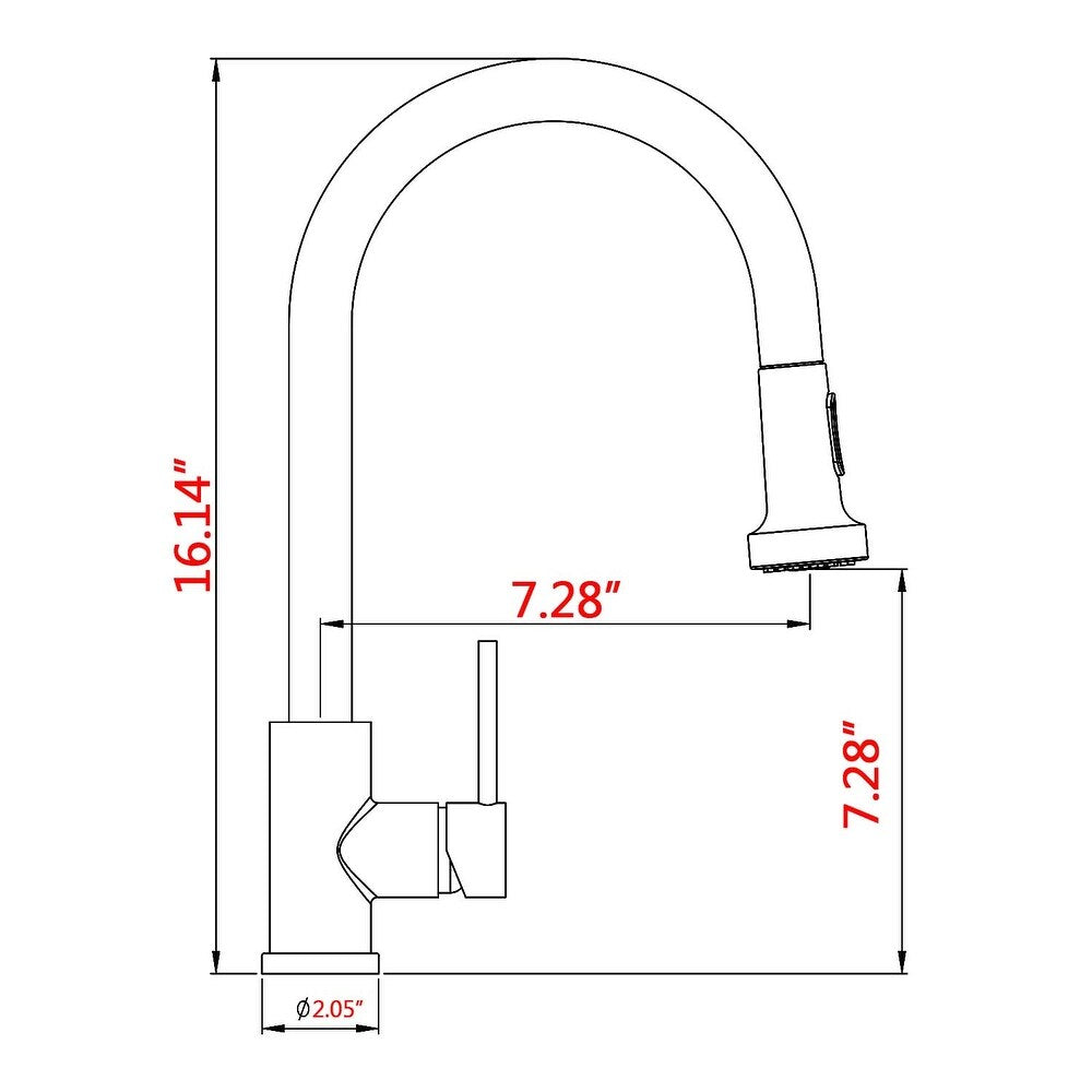 BATHLET Single Handle High Arc Pull Down Kitchen Faucet with Soap Dispenser