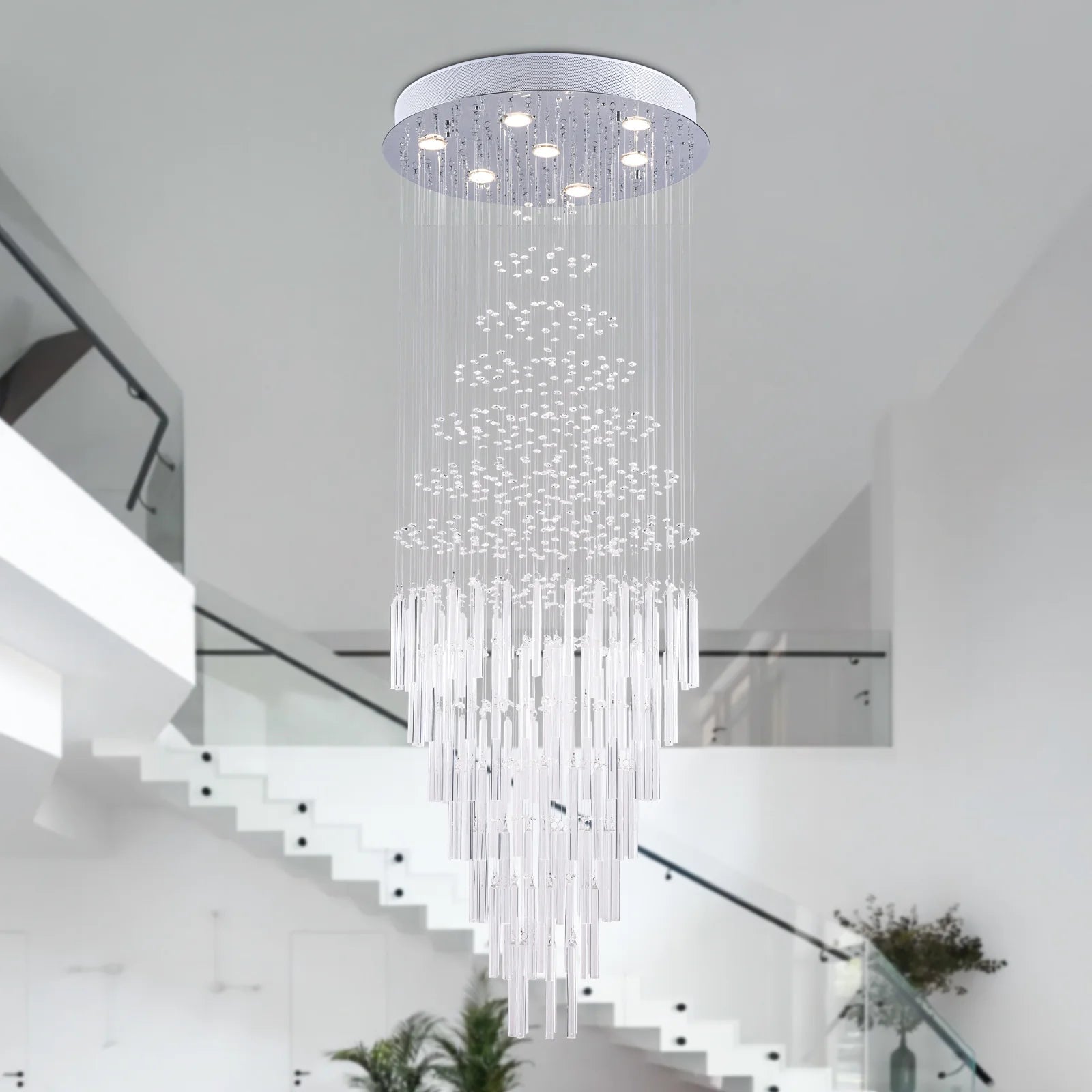 Maxax Luxury Modern Prizm Raindrop Crystal Chandelier