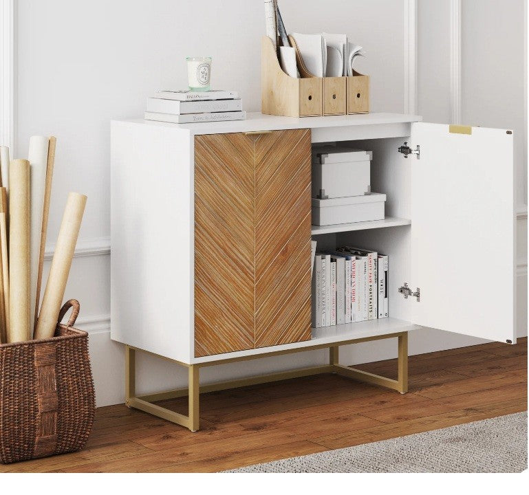 Wood 2-Door Storage Cabinet Natural Wash