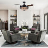 Black Retractable 3-Blade Crystal Chandelier Ceiling Fan with Remote
