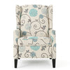 Westeros Wing Back Fabric Recliner, White and Blue